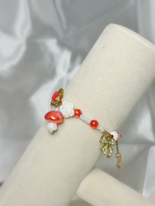 Gold Aries Red Charm Bracelet