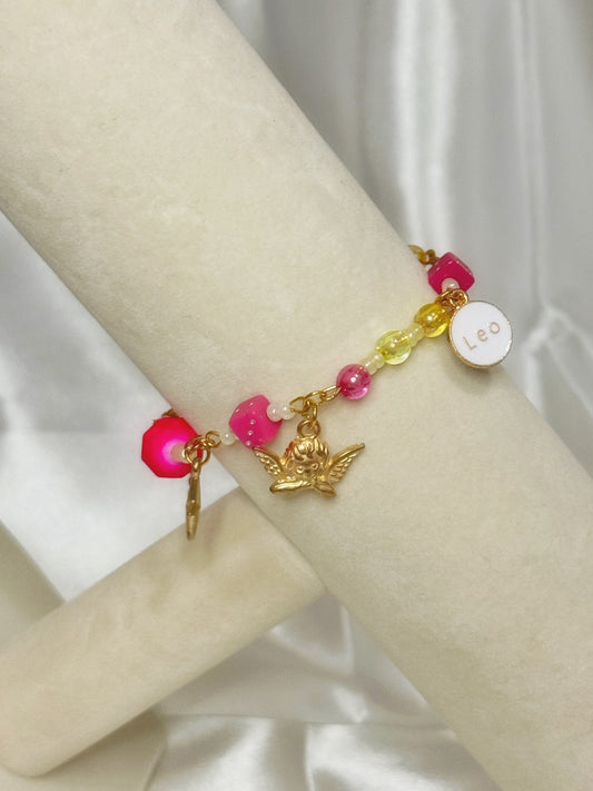 Gold Leo Angel Charm Bracelet