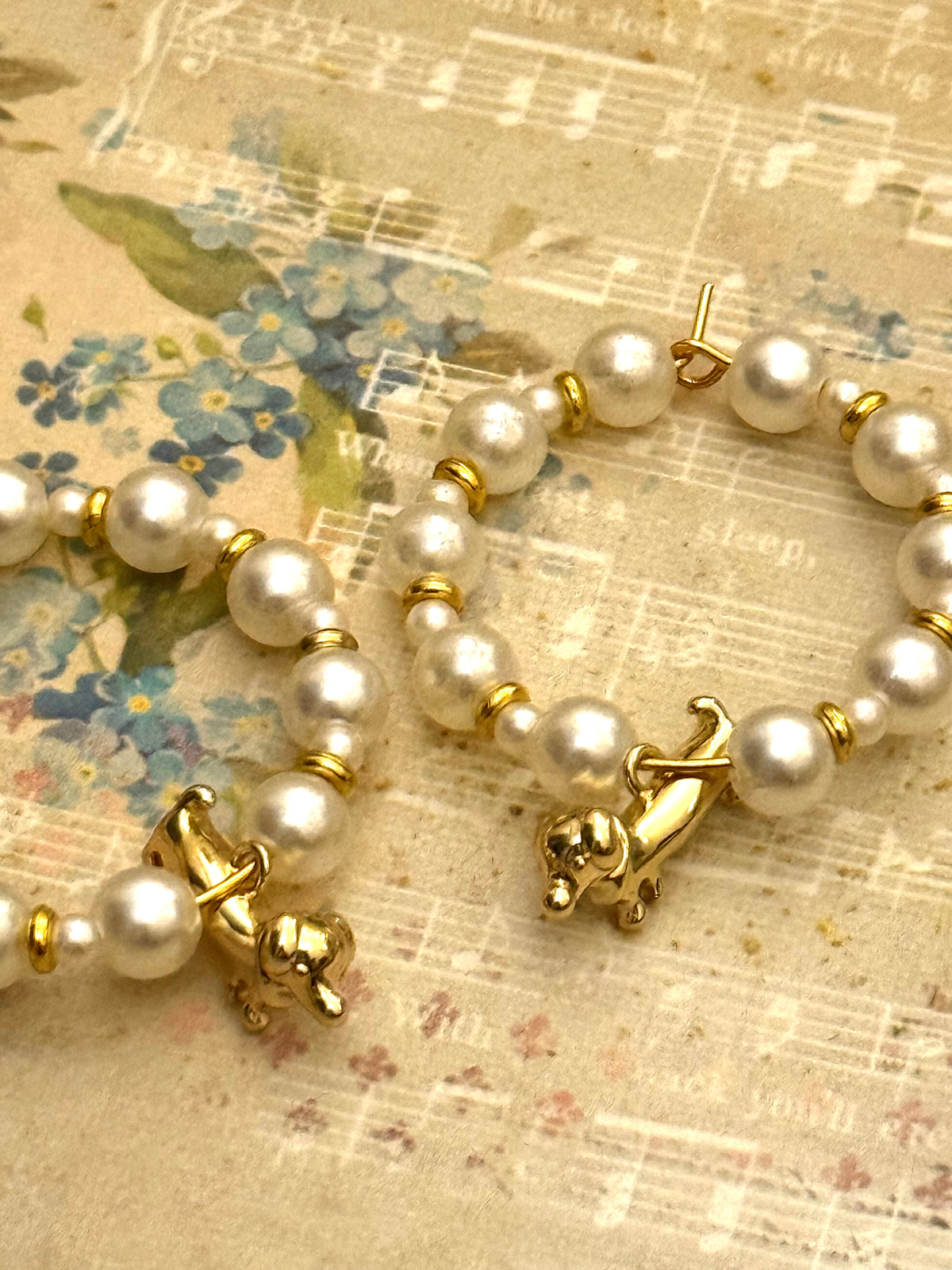 Sausage Dog Pearl Hoops