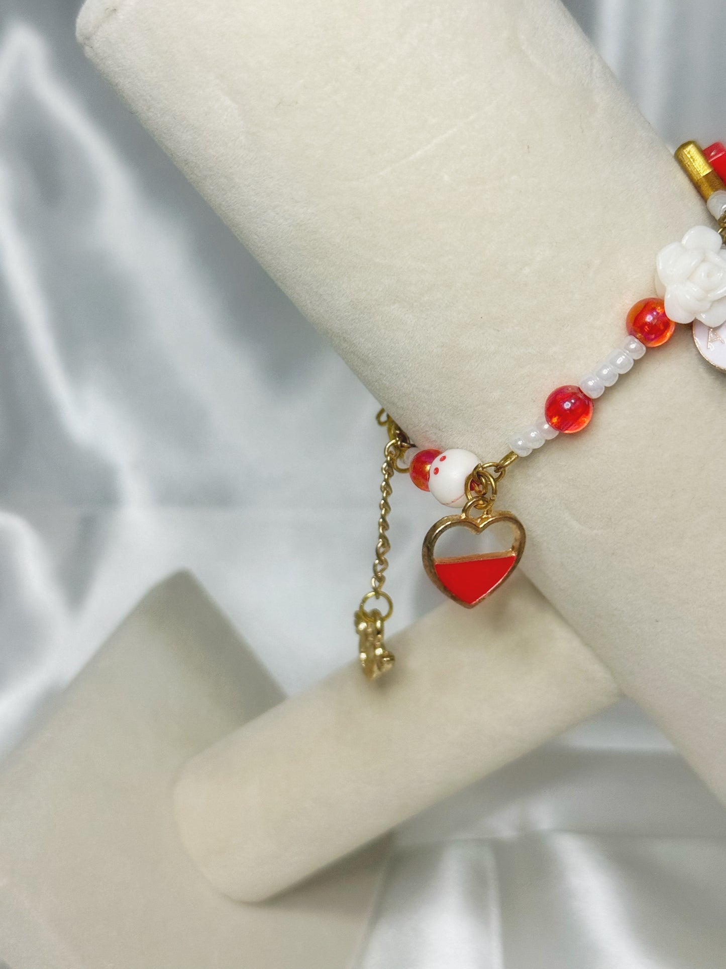Gold Aries Red Charm Bracelet