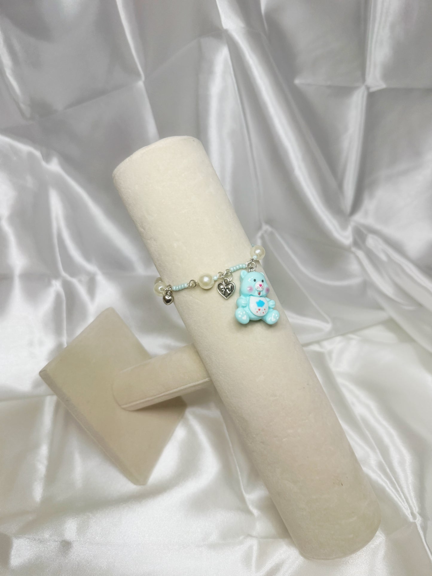 Silver Care Bear Blue Charm Bracelet