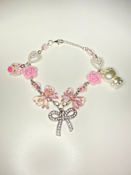 Hello kitty bow inspired charm bracelet