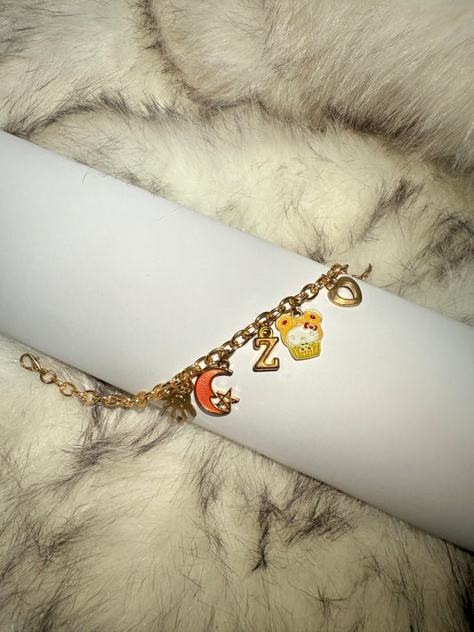 Hello Kitty Z initial inspired charm bracelet