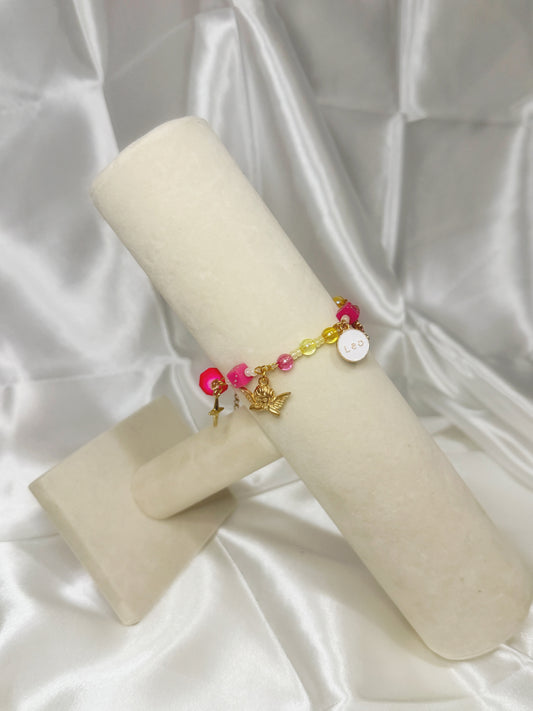 Gold Leo Angel Charm Bracelet
