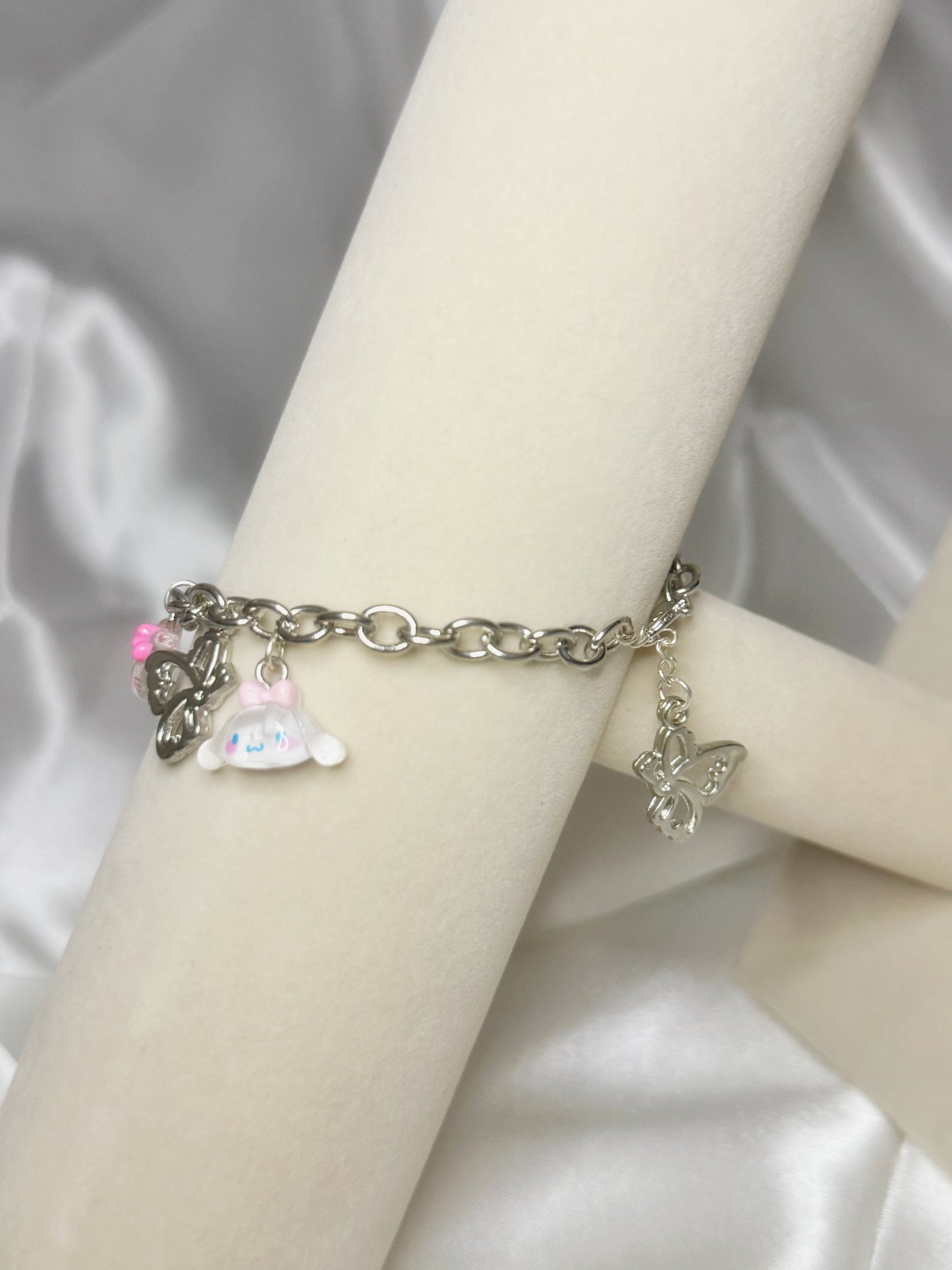 Silver Sanrio Charm Bracelet with Initial