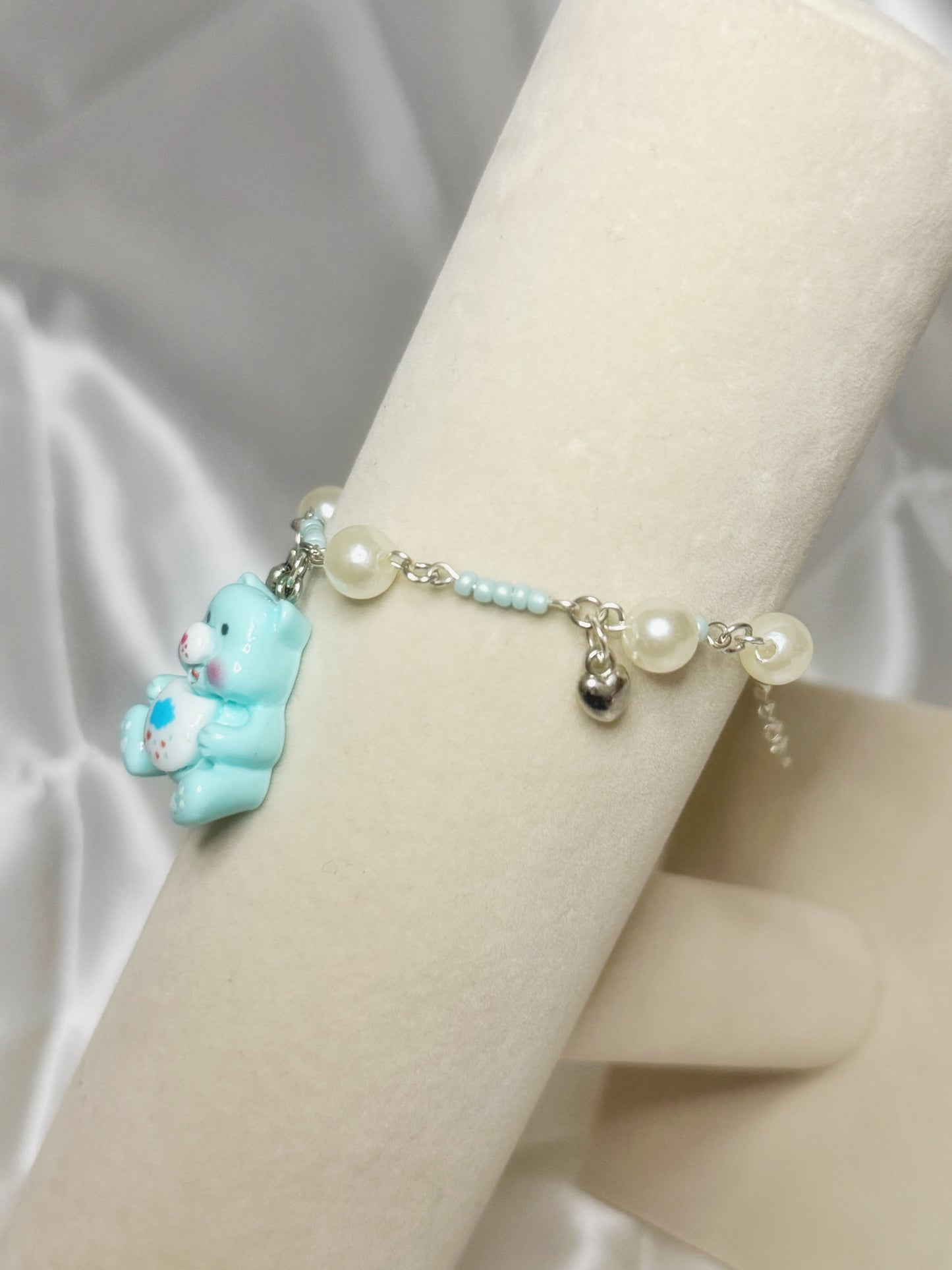 Silver Care Bear Blue Charm Bracelet