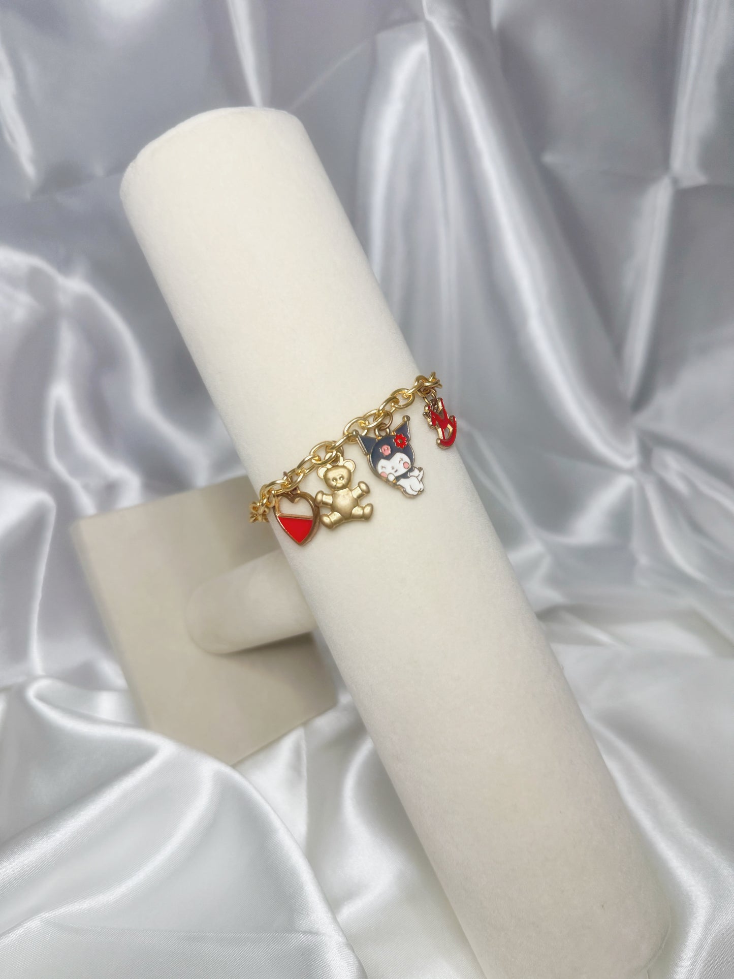 Gold Kuromi Red Charm Bracelet