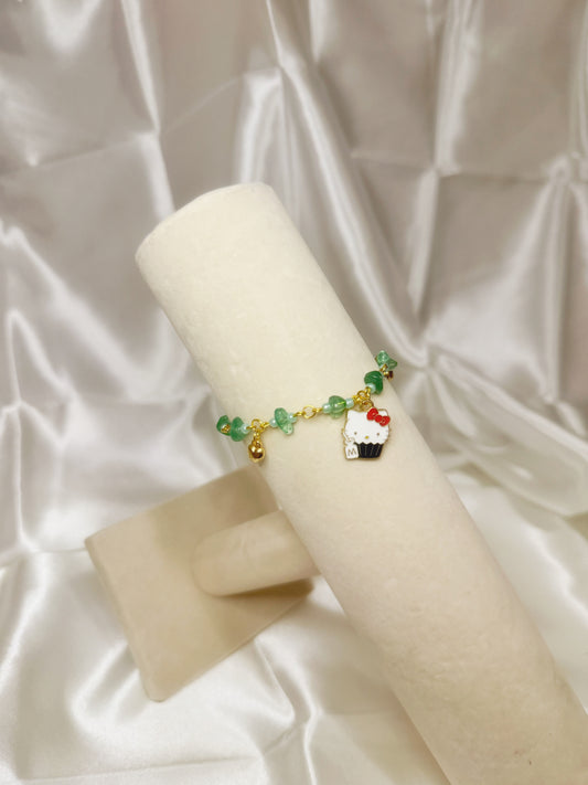 Gold Aventurine Hello Kitty Charm Bracelet