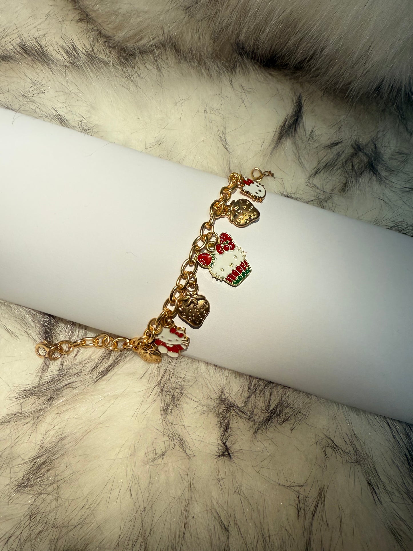 Hello Kitty inspired strawberry charm bracelet