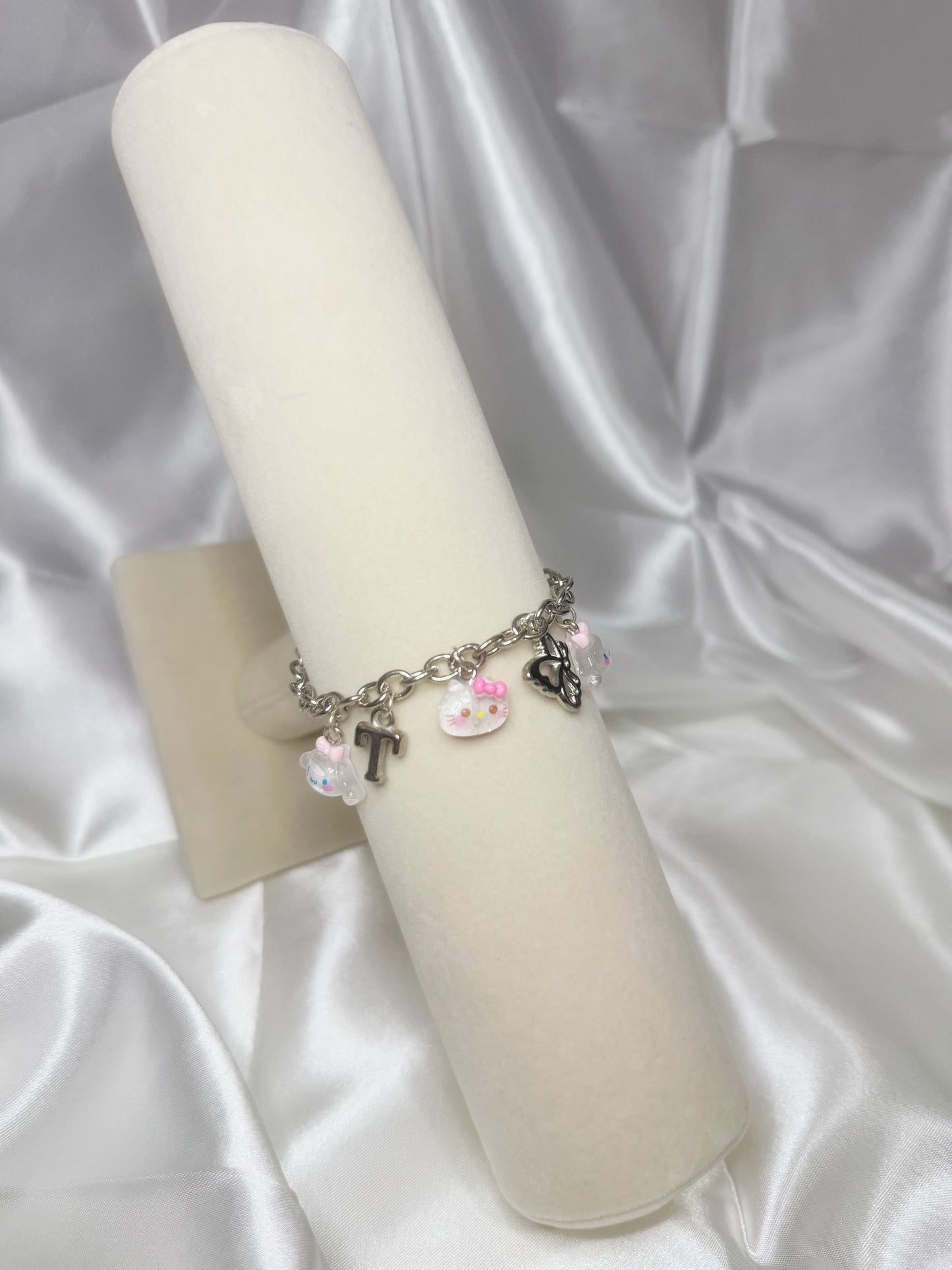 Silver Sanrio Charm Bracelet with Initial
