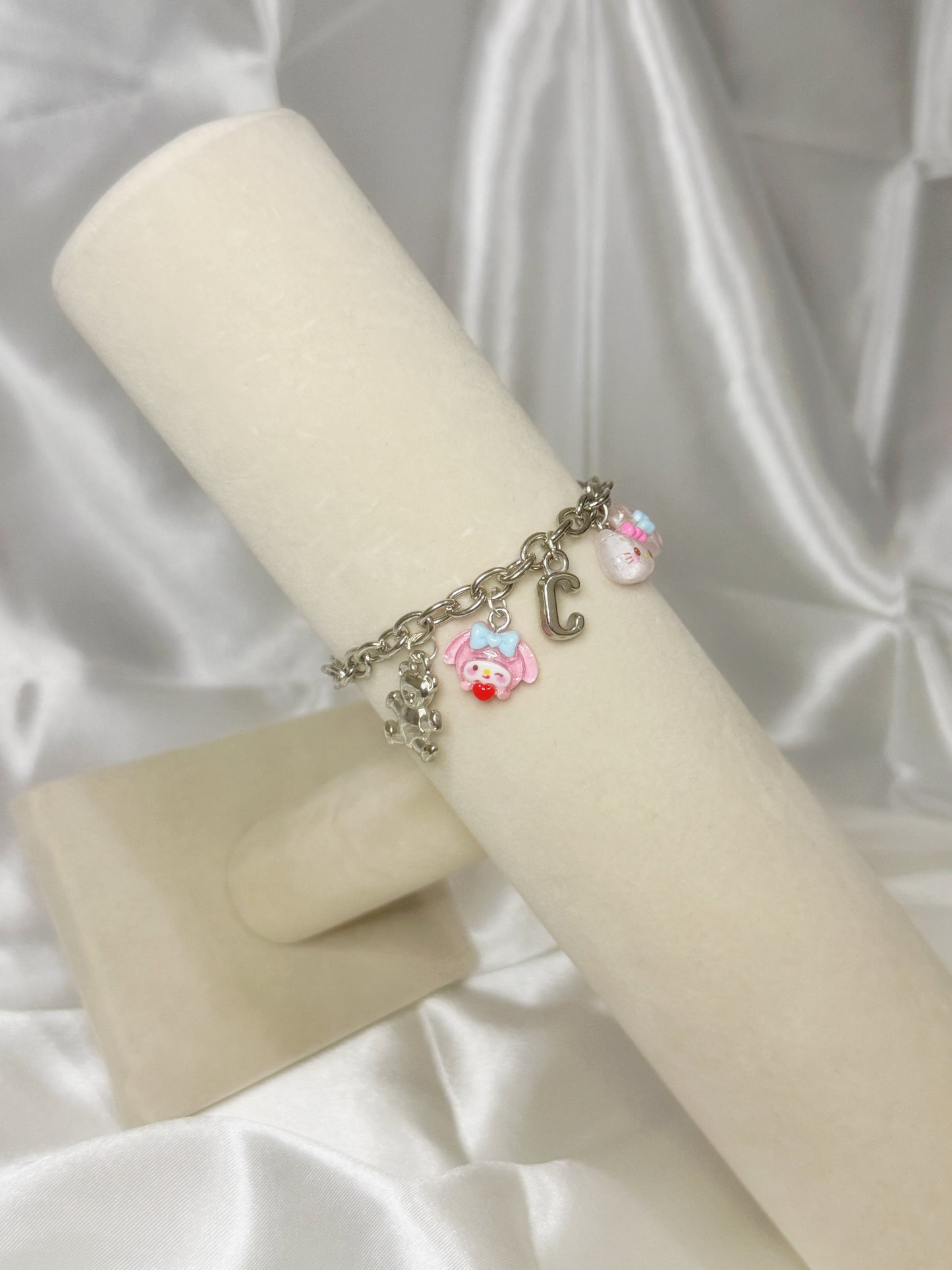 Gold My Melody & Hello Kitty Initial Charm Bracelet