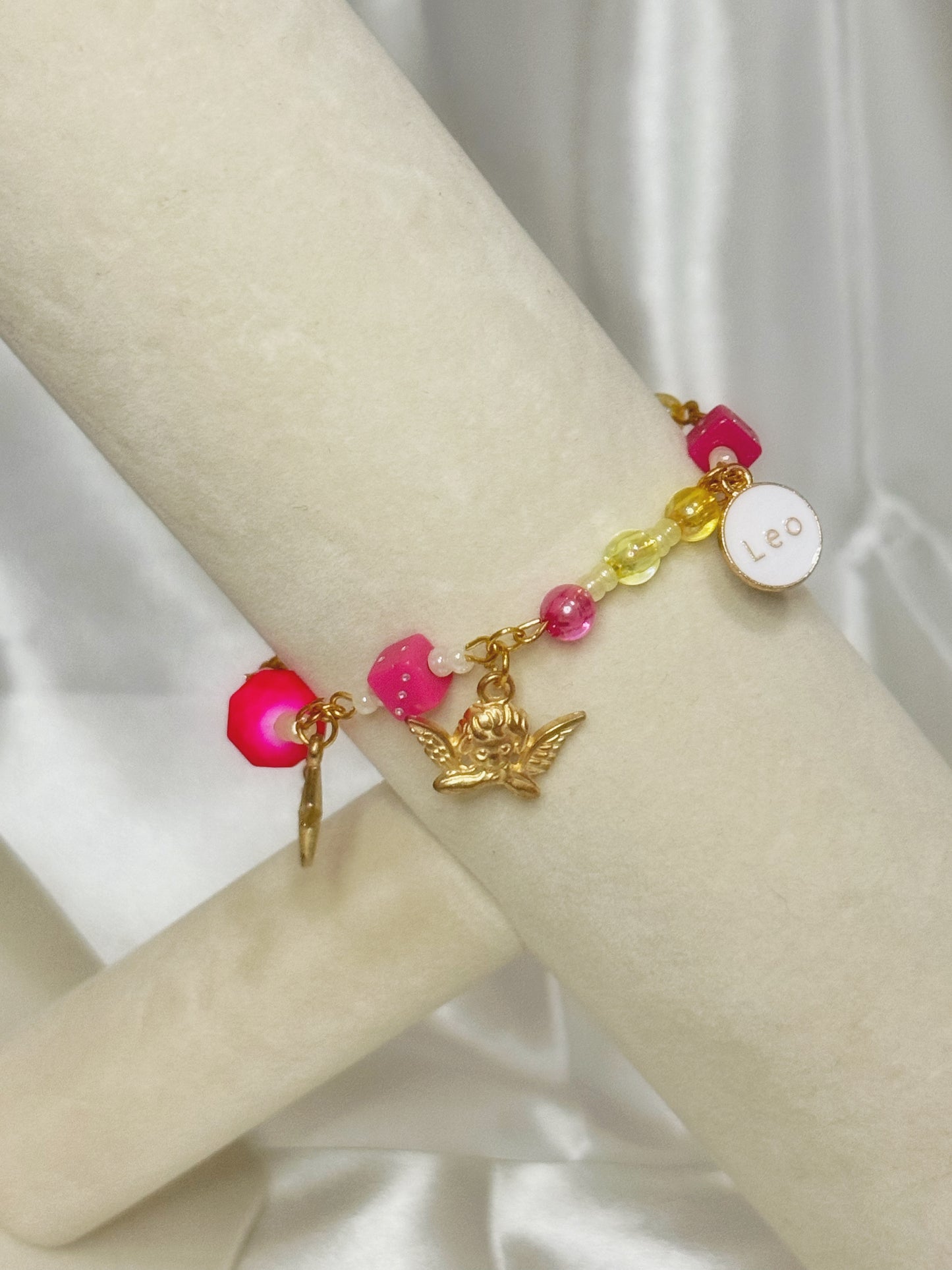 Gold Leo Angel Charm Bracelet