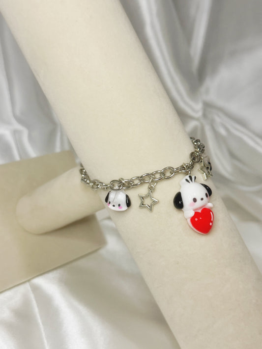 Silver Pochacco Star Charm Bracelet