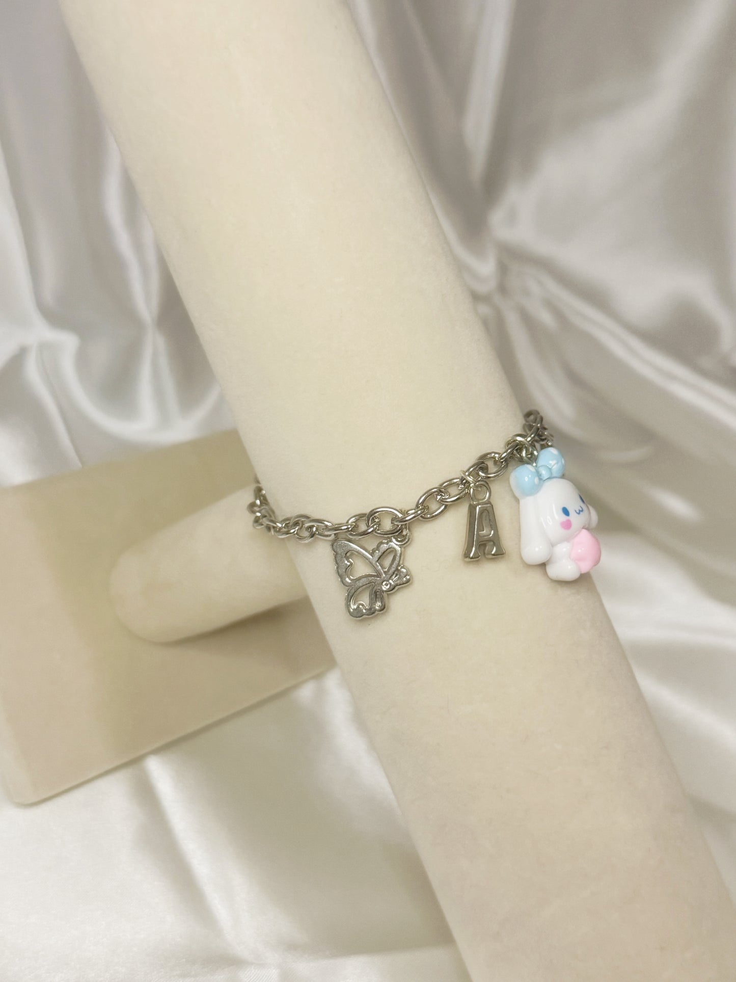 Silver Cinnamoroll Initial Charm Bracelet