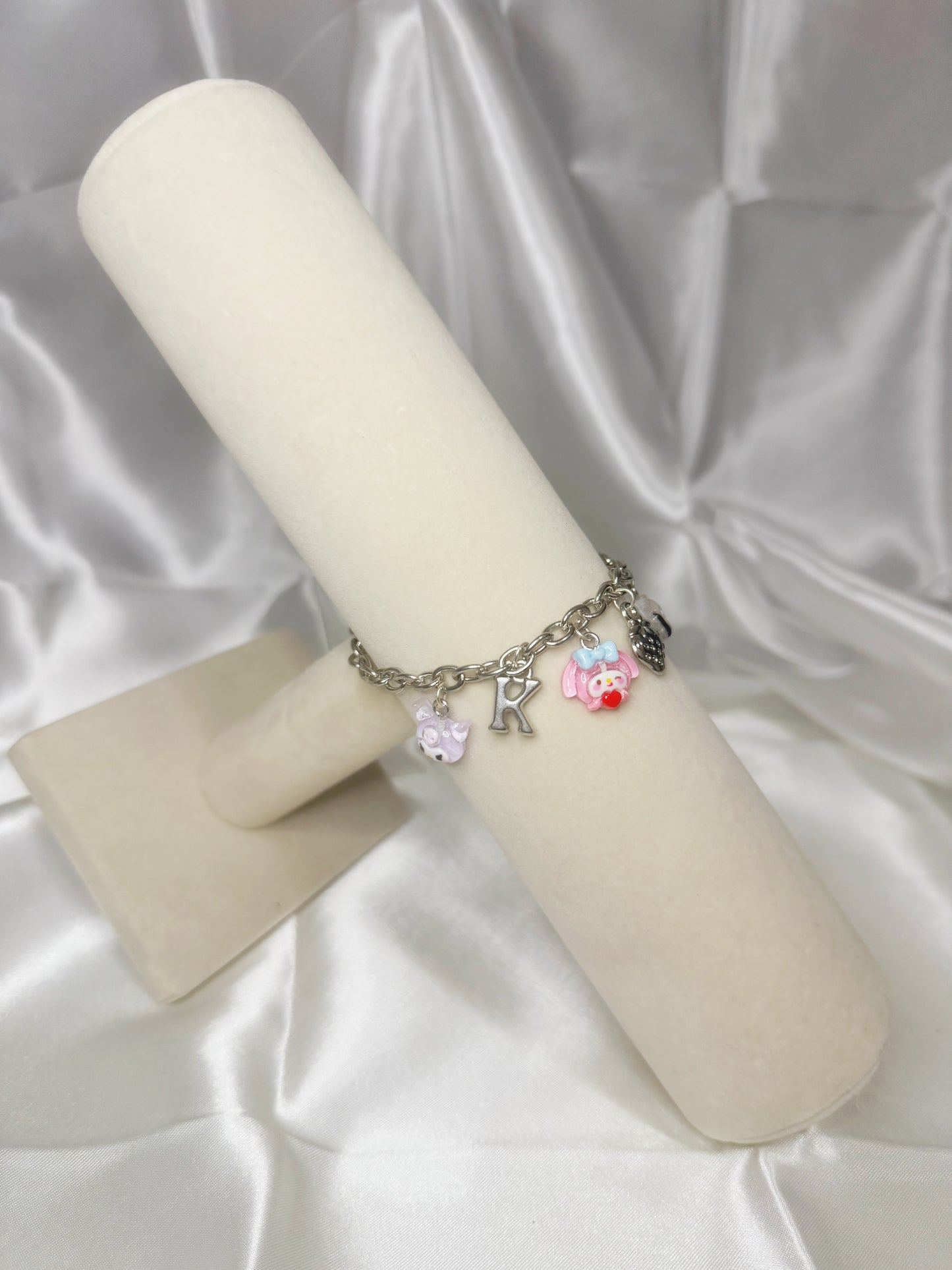 Silver Sanrio Mixed Charm Bracelet with Initial