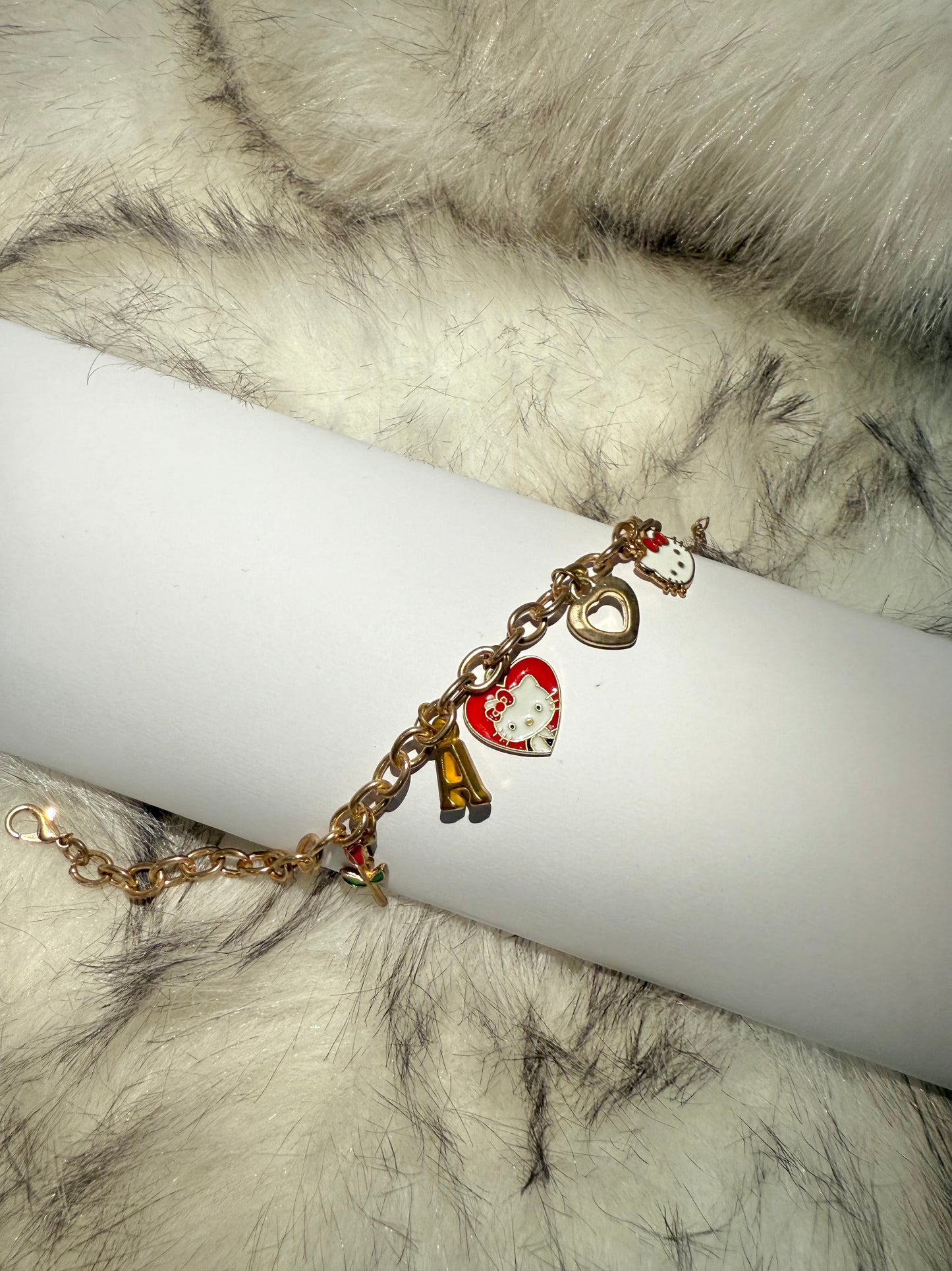 Hello Kitty A initial inspired charm bracelet