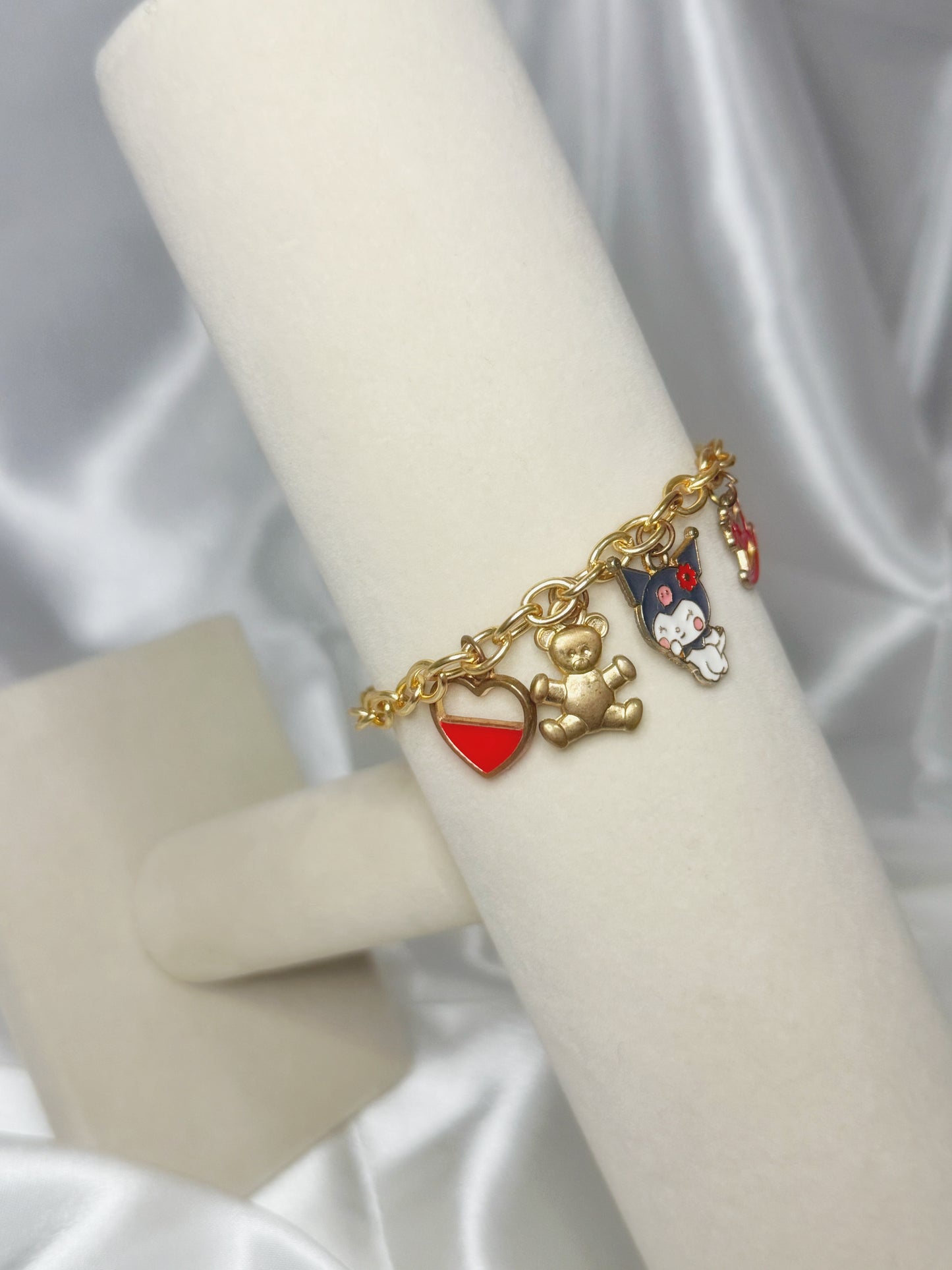 Gold Kuromi Red Charm Bracelet