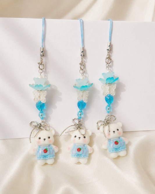 Blue Butterfly Bear Phone Charm