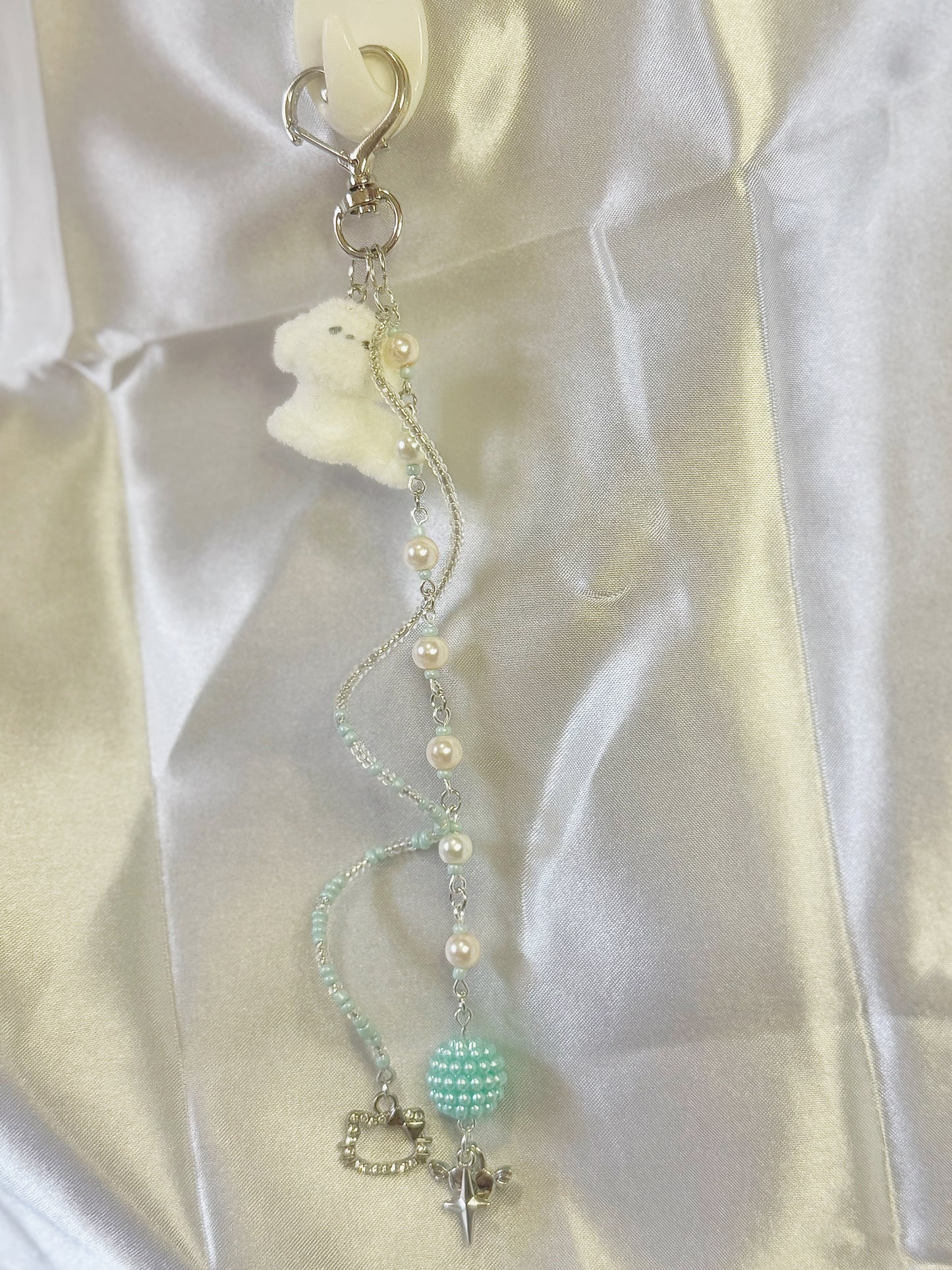 Puppy pearl bag charm