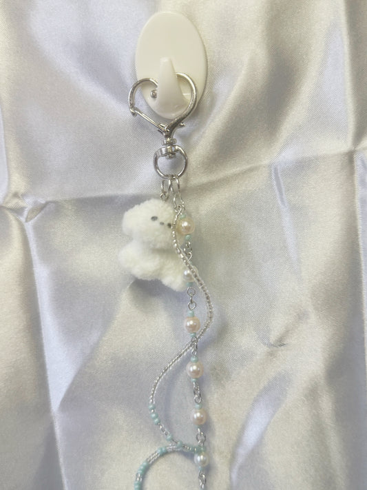 Puppy pearl bag charm