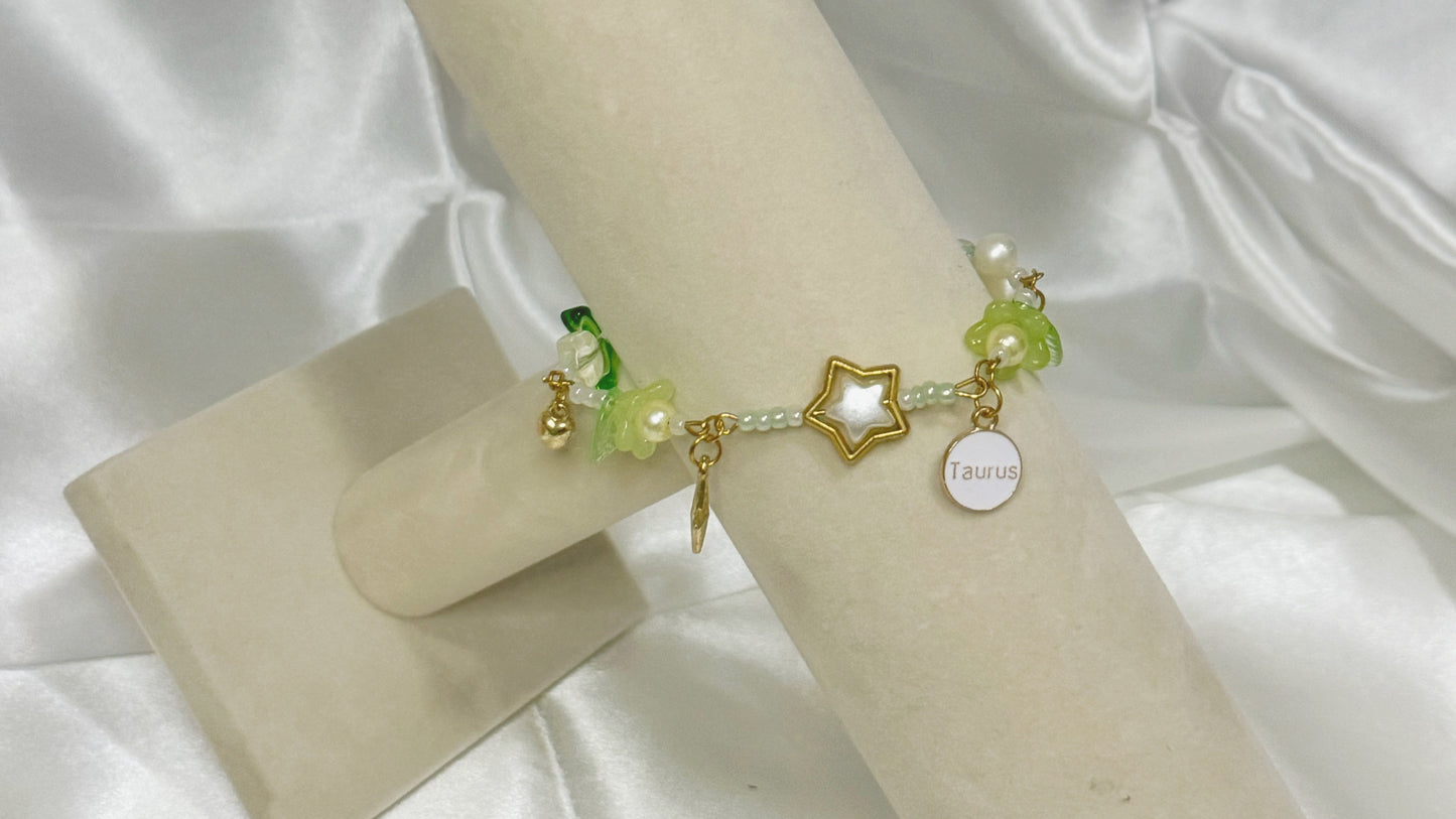 Gold Taurus Zodiac Charm Bracelet