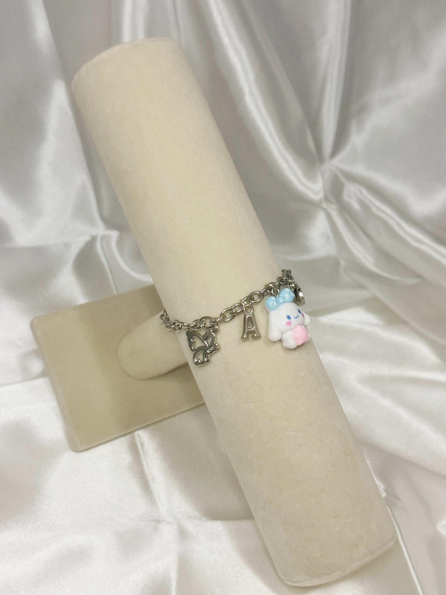 Silver Cinnamoroll Initial Charm Bracelet
