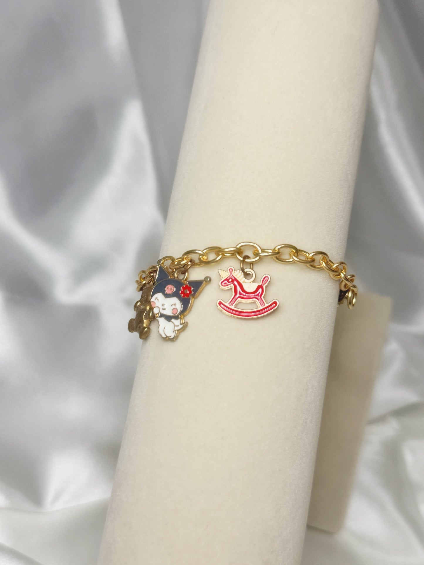 Gold Kuromi Red Charm Bracelet